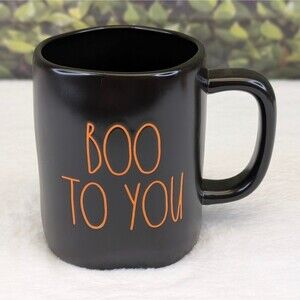Rae Dunn BOO TO YOU Halloween Black/Orange Ceramic Mug